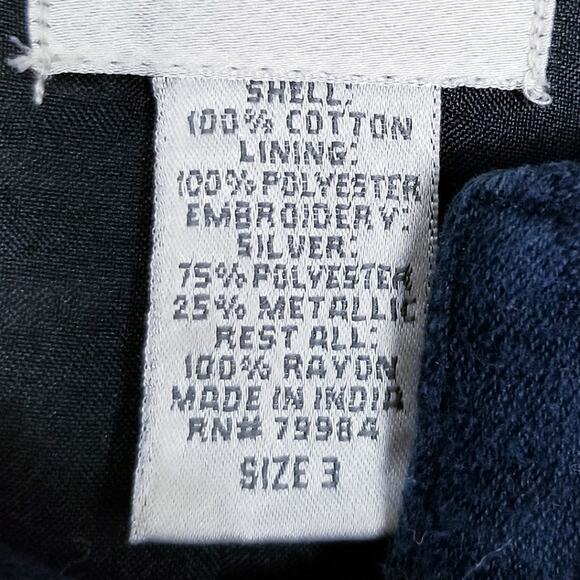 CHICO'S Bali Night Black Floral Embroidered Sarah Jacket Artsy Chico's 3 (XL) 16 - Picture 9 of 10